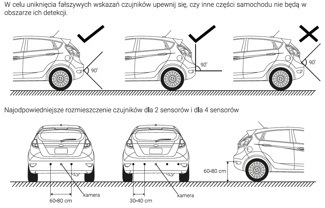 Zestaw Czujników Parkowania Tył 4 Sensory Buzzer Amio
