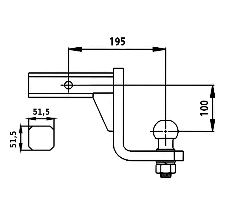 Adapter usa kula z przetyczką Autohak AH-8