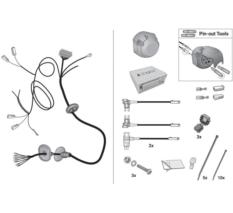 Wiązka haka dedykowana Mitsubishi ASX II ( RJB) / Hybrid / Plug-in Hybrid bez przygotowania 03.2023-06.2024 /7-PIN/