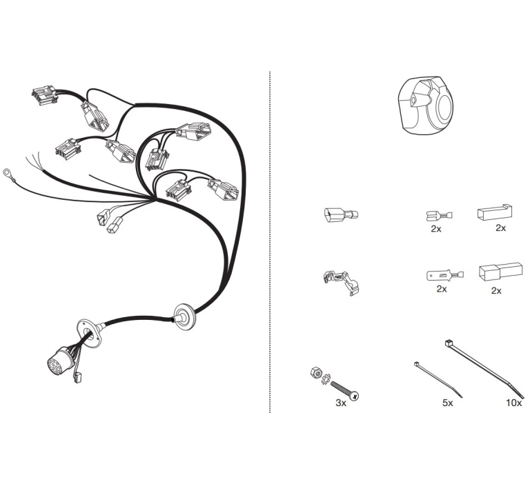 Wiązka haka dedykowana Mazda CX-5 tylko wersje z podastawowym wyposażeniem 04.2012-01.2015 /13-PIN/