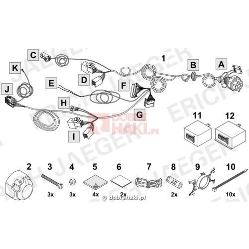 7 biegunowa dedykowana oryginalna wiązka zestaw elektryczny haka holowniczego Mazda 5 736903 M51E