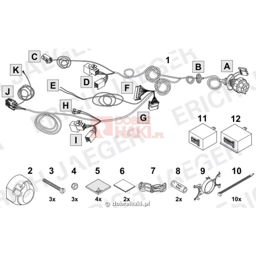 13 biegunowa dedykowana oryginalna wiązka zestaw elektryczny haka holowniczego Mazda 5 748603 M66T