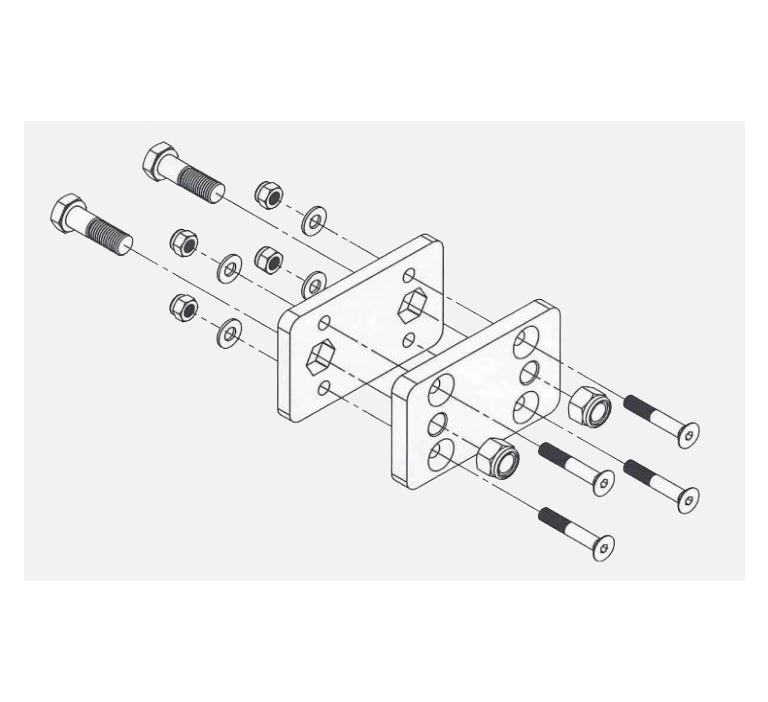 Adapter kuli kutej z 2 otworów 90mm na 4 otwory 83x56mm