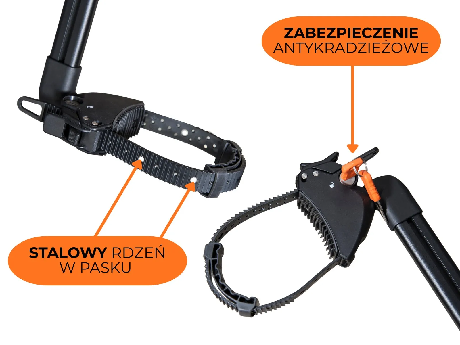 Przekrój paska mocującego z metalową blaszką Spinder TX2 LED