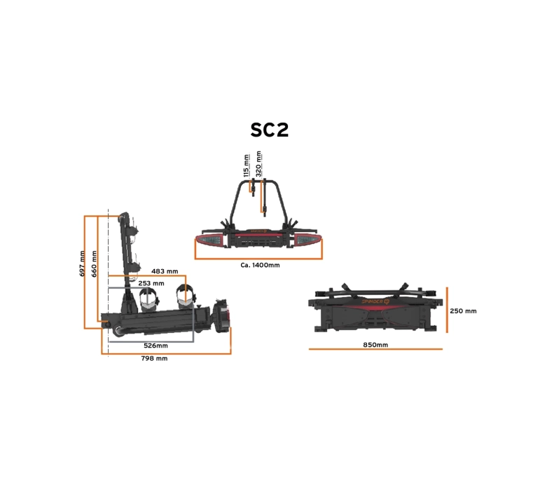 Bagażnik platforma rowerowa na hak SPINDER SC2 | przesuwny i składany