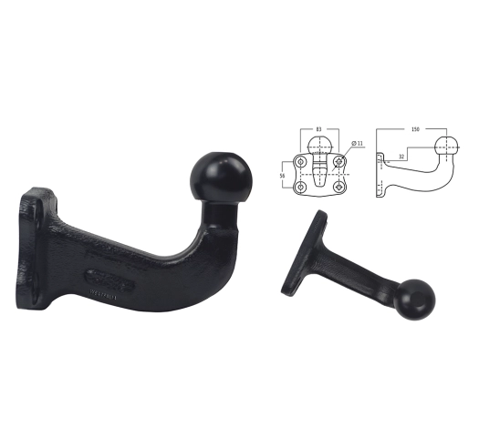 Uniwersalna PRZEDŁUŻANA o 150mm kula haka holowniczego