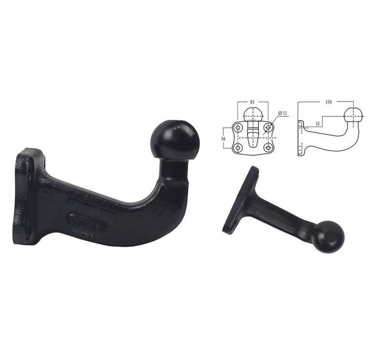 Uniwersalna PRZEDŁUŻANA o 150mm kula haka holowniczego